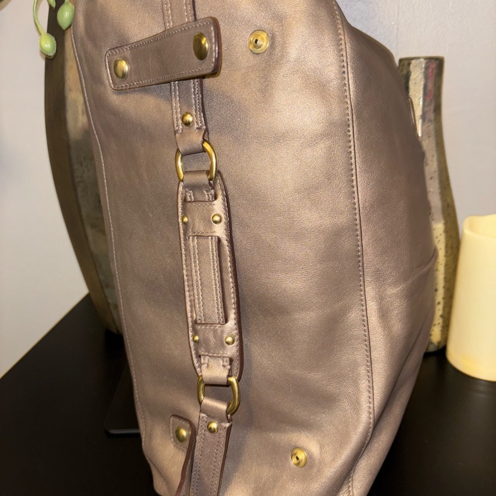 Coach Ashley Metallic Bronze Satchel- Matching Wristlet In Closet. - Picture 3 of 14